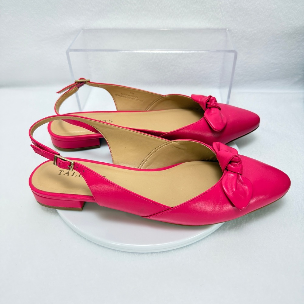 Talbots Edison Slingback Women 8M Raspberry Pink Pointed Toe Bow Preppy Classic